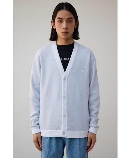 AZUL by moussy（アズールバイマウジー）の「バックロゴジャガードカーディガン（カーディガン/ボレロ・メンズ・ホワイト/ブラック・MEDIUM/LARGE）」の6枚目の写真