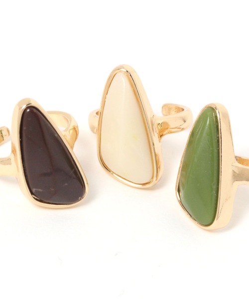 studio CLIP(スタディオクリップ)の「【daily CLIP】三角ストーンリング(リング・レディース・ブラウン/グリーン/アイボリー・FREE)」の4枚目の写真