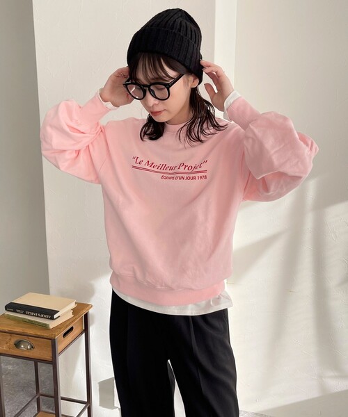 fredy emue（フレディエミュ）の「ハート刺繍ボリューム裏毛プルオーバー（スウェット・レディース・オフホワイト/グレー/ベビーピンク・38）」の21枚目の写真