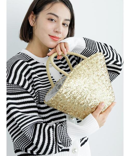 Te chichi（テチチ）の「ラメ巾着スパンコールカゴバッグ（ハンドバッグ・レディース・シルバー/ゴールド・F）」の3枚目の写真