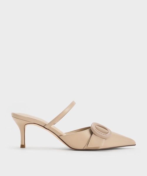 CHARLES & KEITH(チャールズ & キース)の「オーバルバックル ポインデッドトゥミュール(パンプス・レディース・ベージュ/ダークブルー・22.5cm/23cm/23.5cm/24.5cm/25cm)」の4枚目の写真