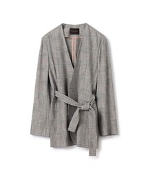 TOMORROWLAND collection | シャイニーグレンチェック サイドスリットジャケット(ノーカラージャケット)