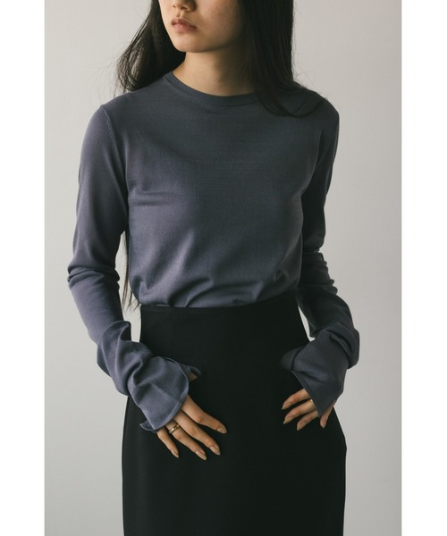 STYLEMIXER（スタイルミキサー）の「スリットスリーブニット（ニット/セーター・レディース・アイボリー/ピンク/チャコールグレー/サックスブルー・FREE）」の3枚目の写真