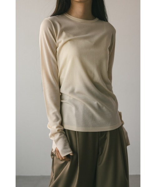 STYLEMIXER（スタイルミキサー）の「スリットスリーブニット（ニット/セーター・レディース・アイボリー/ピンク/チャコールグレー/サックスブルー・FREE）」の2枚目の写真