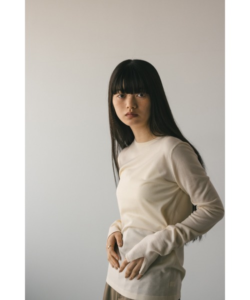 STYLEMIXER（スタイルミキサー）の「スリットスリーブニット（ニット/セーター・レディース・アイボリー/ピンク/チャコールグレー/サックスブルー・FREE）」の9枚目の写真