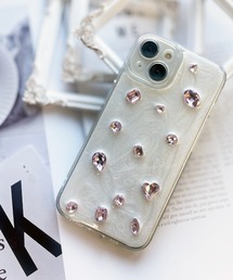 RiNc （リンク）の「【 NOLITA / ノリータ 】クリア×ビジュー スマホケース キラキラデザイン ハート＆ドロップストーン付きアイフォンケース アイフォンカバー ジュエル ビーズ iPhone  16 / 16pro / 16proMax / 16plus / 11 / 12 / 13 / 14 /  15 / 7 / 8 / SE2 / SE3（スマホケース/カバー・レディース）」
