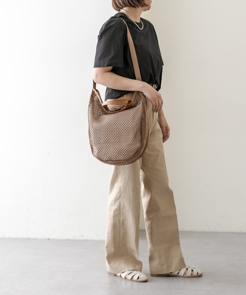 ear PAPILLONNER メッシュライトショルダー　トートバッグ　キャメル ear PAPILLONNER メッシュライトショルダー トートバッグ キャメル