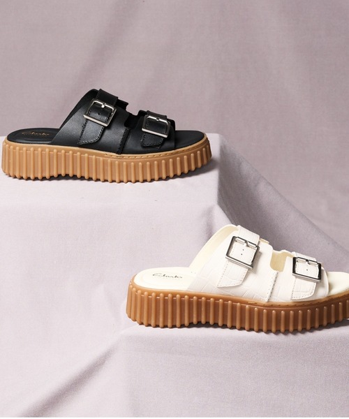 ClarksクラークスTorhill Slideトーヒルスライド22.5CM美品 Clarks Torhill Slide / トーヒルスライド（ブラックレザー