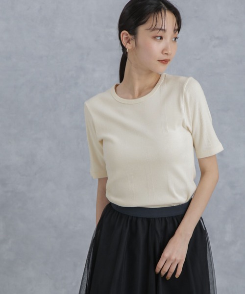 NANO universe(ナノユニバース)の「Robert P. Miller/別注 Prib H/S Crew Tee(Tシャツ/カットソー・レディース・ブラック/アイボリー/ライトブルー・FREE)」の3枚目の写真