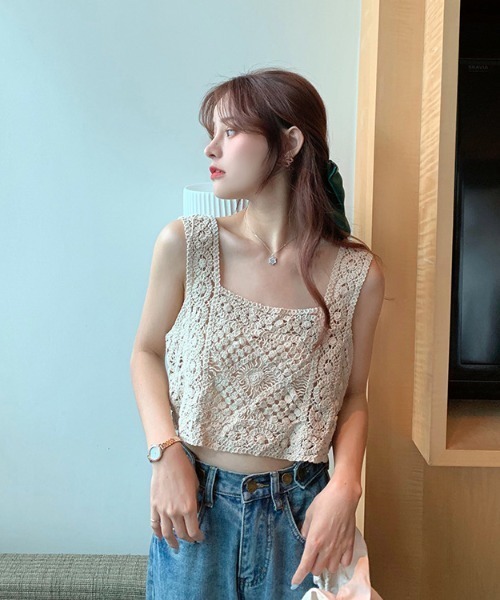 B'day(ビーデイ)の「【 B'day / ビーデー 】かぎ針編みビスチェ/キャミソール(キャミソール・レディース・ホワイト/ベージュ・FREE)」の14枚目の写真