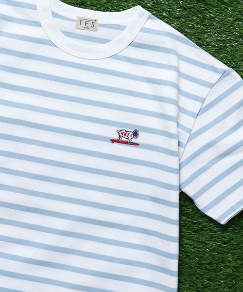 The Endless Summer(エンドレスサマー)の「TES HUNTINGTON BORDER T-SHIRT / Tシャツ(Tシャツ/カットソー・メンズ・ブラック/カーキ/サックスブルー/ライトグレー/ホワイト/グリーン/オレンジ/ベージュ・SMALL/MEDIUM/LARGE/X-LARGE)」の8枚目の写真