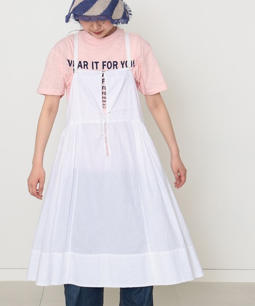 BEAMS BOY（ビームスボーイ）の「BEAMS BOY / ユーロ ギャザー キャミ ワンピース（ワンピース・レディース・ネイビー/オフホワイト・ONE SIZE）」の21枚目の写真