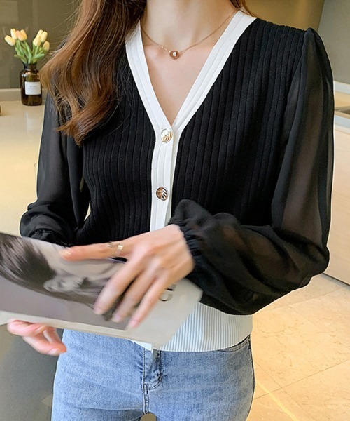 Miniministore(ミニミニストア)の「レディース ニットトップス 韓国風 秋服(ニット/セーター・レディース・ホワイト/ベージュ/ブラック・FREE)」の4枚目の写真