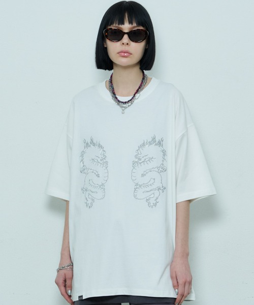 AIVER(アイバー)の「AIVER ドラゴン刺繍S/S TEE(Tシャツ/カットソー・メンズ・ブラック/アッシュグレー/ホワイト・SMALL/MEDIUM/LARGE)」の1枚目の写真