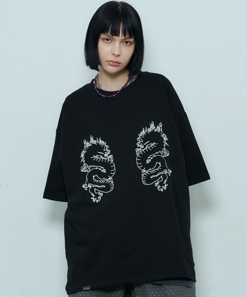 AIVER(アイバー)の「AIVER ドラゴン刺繍S/S TEE(Tシャツ/カットソー・メンズ・ブラック/アッシュグレー/ホワイト・SMALL/MEDIUM/LARGE)」の2枚目の写真