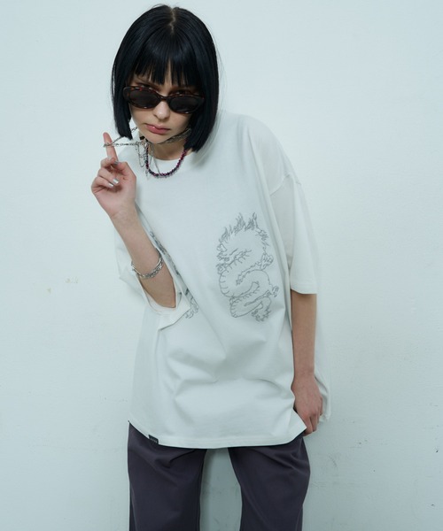 AIVER(アイバー)の「AIVER ドラゴン刺繍S/S TEE(Tシャツ/カットソー・メンズ・ブラック/アッシュグレー/ホワイト・SMALL/MEDIUM/LARGE)」の5枚目の写真