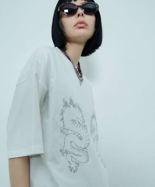 AIVER(アイバー)の「AIVER ドラゴン刺繍S/S TEE(Tシャツ/カットソー・メンズ・ブラック/アッシュグレー/ホワイト・SMALL/MEDIUM/LARGE)」の7枚目の写真