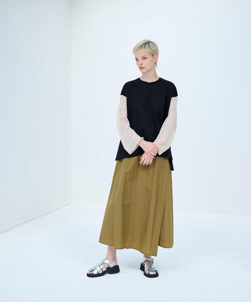 LANVIN en Bleu(ランバンオンブルー)の「チュールシャーリングスリーブカットソー(Tシャツ/カットソー・レディース・ブラック/オフホワイト・38)」の9枚目の写真