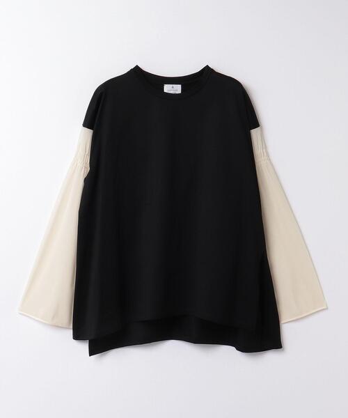 LANVIN en Bleu(ランバンオンブルー)の「チュールシャーリングスリーブカットソー(Tシャツ/カットソー・レディース・ブラック/オフホワイト・38)」の4枚目の写真