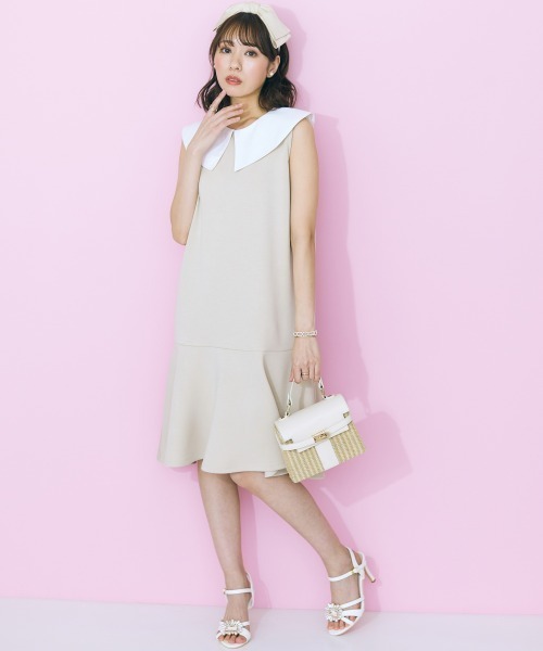 marun（マルン）の「＜大きいサイズ＞ ビッグカラーワンピース marun（ワンピース・レディース・ブラック/ベージュ・L/LL/3L/4L/5L）」の5枚目の写真