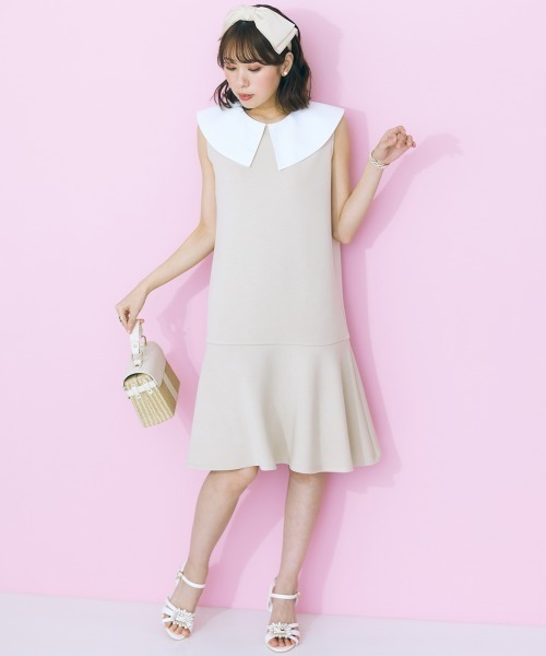 marun（マルン）の「＜大きいサイズ＞ ビッグカラーワンピース marun（ワンピース・レディース・ブラック/ベージュ・L/LL/3L/4L/5L）」の8枚目の写真