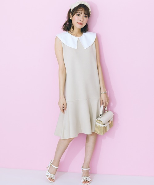 marun（マルン）の「＜大きいサイズ＞ ビッグカラーワンピース marun（ワンピース・レディース・ブラック/ベージュ・L/LL/3L/4L/5L）」の13枚目の写真