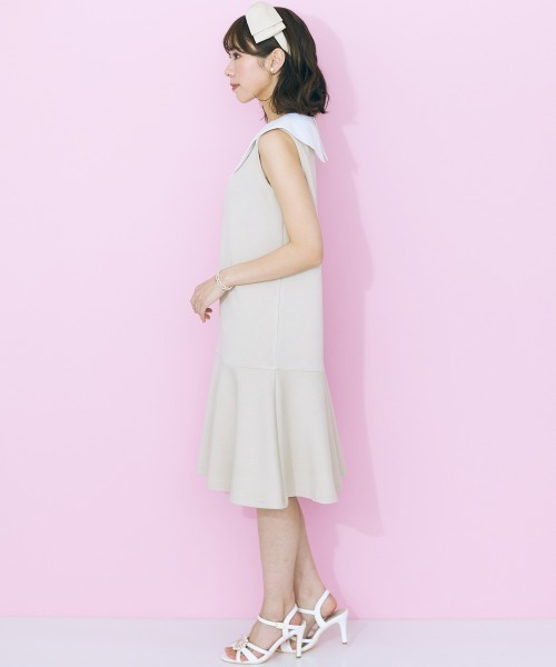 marun（マルン）の「＜大きいサイズ＞ ビッグカラーワンピース marun（ワンピース・レディース・ブラック/ベージュ・L/LL/3L/4L/5L）」の14枚目の写真