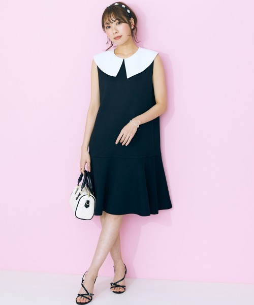 marun（マルン）の「＜大きいサイズ＞ ビッグカラーワンピース marun（ワンピース・レディース・ブラック/ベージュ・L/LL/3L/4L/5L）」の21枚目の写真