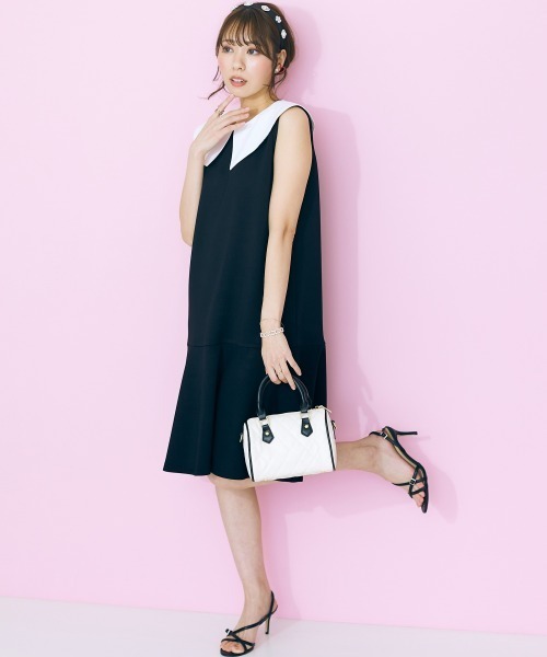 marun（マルン）の「＜大きいサイズ＞ ビッグカラーワンピース marun（ワンピース・レディース・ブラック/ベージュ・L/LL/3L/4L/5L）」の22枚目の写真