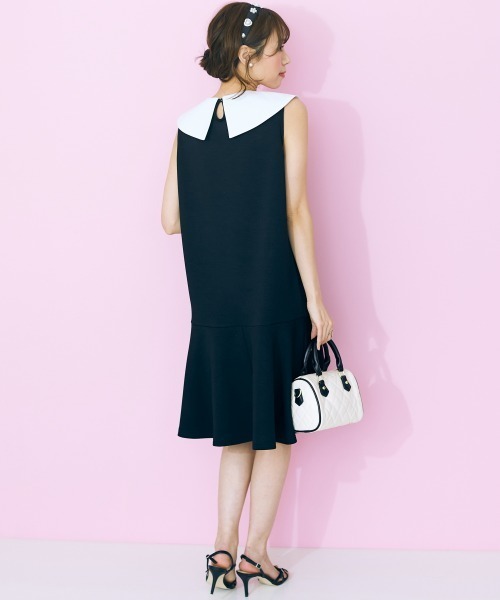 marun（マルン）の「＜大きいサイズ＞ ビッグカラーワンピース marun（ワンピース・レディース・ブラック/ベージュ・L/LL/3L/4L/5L）」の7枚目の写真