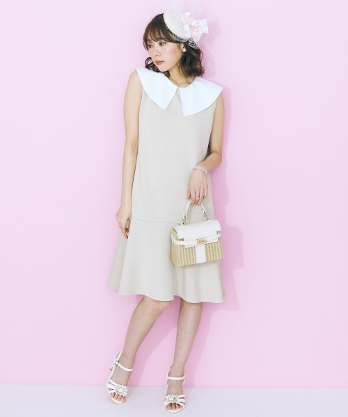 marun（マルン）の「＜大きいサイズ＞ ビッグカラーワンピース marun（ワンピース・レディース・ブラック/ベージュ・L/LL/3L/4L/5L）」の4枚目の写真