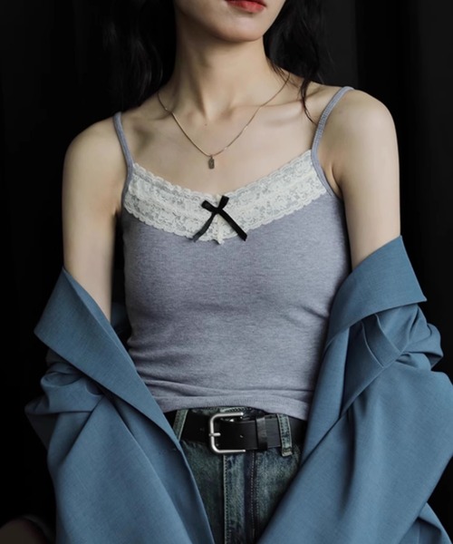 Vipoa(ヴィポア)の「Mini ribbon lace top camisole(キャミソール・レディース・アイボリー/グレー/ホワイト系その他/ブラック系その他・FREE)」の12枚目の写真