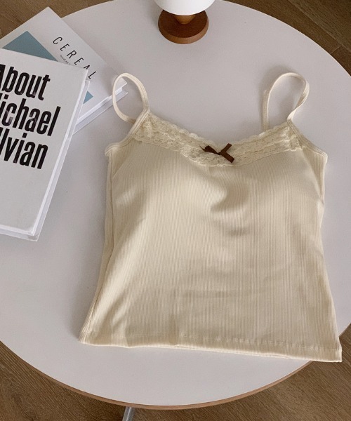 Vipoa(ヴィポア)の「Mini ribbon lace top camisole(キャミソール・レディース・アイボリー/グレー/ホワイト系その他/ブラック系その他・FREE)」の15枚目の写真