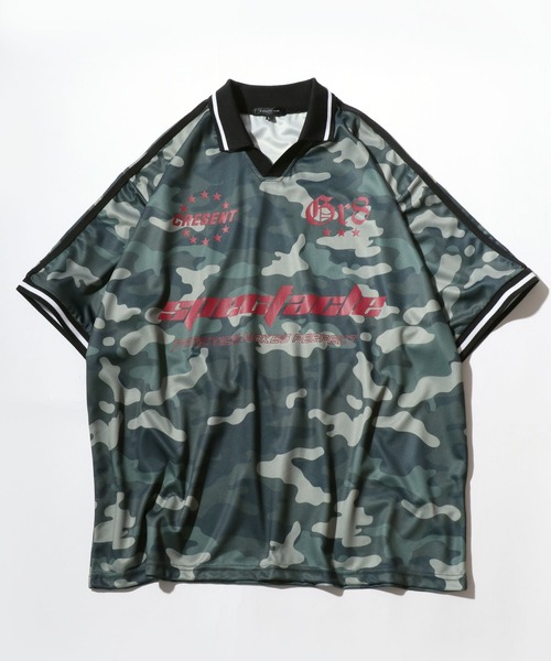 Salong hameu（サロン ハミュー）の「サッカーユニフォームデザイン 襟付きTシャツ/フットボールT/ゲームシャツ ユニセックス（Tシャツ/カットソー・メンズ・オフホワイト/ブラック/ネイビー/レッド/グレー系カモフラージュ/レッド系その他2/ネイビー系2/ブラック系その他/ブルー系その他/レッド系その他/グリーン系カモフラージュ/ホワイト系その他・L/M）」の11枚目の写真