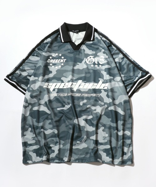 Salong hameu（サロン ハミュー）の「サッカーユニフォームデザイン 襟付きTシャツ/フットボールT/ゲームシャツ ユニセックス（Tシャツ/カットソー・メンズ・オフホワイト/ブラック/ネイビー/レッド/グレー系カモフラージュ/レッド系その他2/ネイビー系2/ブラック系その他/ブルー系その他/レッド系その他/グリーン系カモフラージュ/ホワイト系その他・L/M）」の12枚目の写真