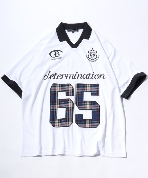 Salong hameu(サロン ハミュー)の「2026夏新色追加 ゲームシャツ/サッカーユニフォームデザイン/襟付きTシャツ/フットボールT/ユニセックス(Tシャツ/カットソー・メンズ・オフホワイト/ブラック/ネイビー/レッド/グレー系カモフラージュ/レッド系その他2/ネイビー系2/ブラック系その他/ブルー系その他/レッド系その他/グリーン系カモフラージュ/ホワイト系その他/グリーン系その他/グリーン系その他2/グリーン/レオパード/ブラック系その他2/ネイビー系3/ネイビー系4/ピンク系その他/ホワイト系その他2/チャコールグレー・L/M)」の4枚目の写真