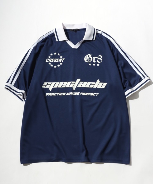 Salong hameu（サロン ハミュー）の「サッカーユニフォームデザイン 襟付きTシャツ/フットボールT/ゲームシャツ ユニセックス（Tシャツ/カットソー・メンズ・オフホワイト/ブラック/ネイビー/レッド/グレー系カモフラージュ/レッド系その他2/ネイビー系2/ブラック系その他/ブルー系その他/レッド系その他/グリーン系カモフラージュ/ホワイト系その他・L/M）」の17枚目の写真