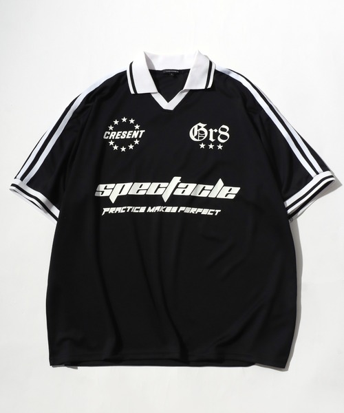 Salong hameu（サロン ハミュー）の「サッカーユニフォームデザイン 襟付きTシャツ/フットボールT/ゲームシャツ ユニセックス（Tシャツ/カットソー・メンズ・オフホワイト/ブラック/ネイビー/レッド/グレー系カモフラージュ/レッド系その他2/ネイビー系2/ブラック系その他/ブルー系その他/レッド系その他/グリーン系カモフラージュ/ホワイト系その他・L/M）」の15枚目の写真