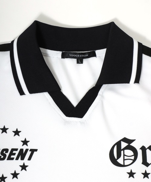 Salong hameu（サロン ハミュー）の「サッカーユニフォームデザイン 襟付きTシャツ/フットボールT/ゲームシャツ ユニセックス（Tシャツ/カットソー・メンズ・オフホワイト/ブラック/ネイビー/レッド/グレー系カモフラージュ/レッド系その他2/ネイビー系2/ブラック系その他/ブルー系その他/レッド系その他/グリーン系カモフラージュ/ホワイト系その他・L/M）」の18枚目の写真