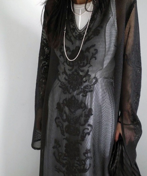 アメリ メッシュドレス Ameri VINTAGE - AMERI レースメッシュニットフレアドレスの通販