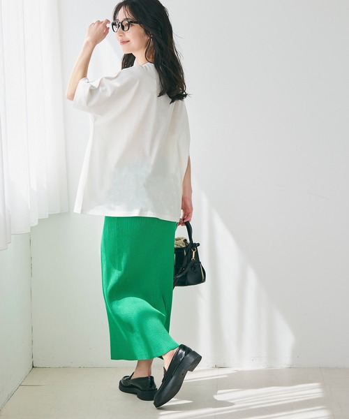 coca(coca)(コカ)の「デザインスリットドルマンTシャツ(Tシャツ/カットソー・レディース・ブラック/ホワイト・M/L)」の5枚目の写真