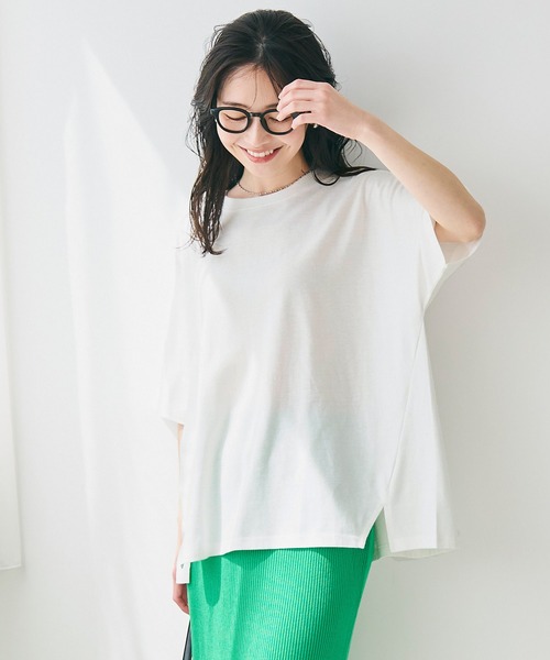 coca(coca)(コカ)の「デザインスリットドルマンTシャツ(Tシャツ/カットソー・レディース・ブラック/ホワイト・M/L)」の6枚目の写真