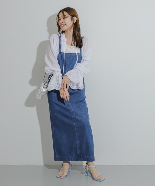 SENSE OF PLACE by URBAN RESEARCH（センスオブプレイスバイアーバンリサーチ）の「『別注』Lee×SENSE OF PLACE　デニムキャミワンピース（ワンピース・レディース・ライトインディゴブルー/ワンウォッシュ・S/ONE）」の6枚目の写真