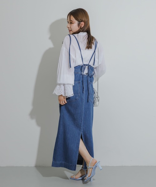 SENSE OF PLACE by URBAN RESEARCH（センスオブプレイスバイアーバンリサーチ）の「『別注』Lee×SENSE OF PLACE　デニムキャミワンピース（ワンピース・レディース・ライトインディゴブルー/ワンウォッシュ・S/ONE）」の7枚目の写真