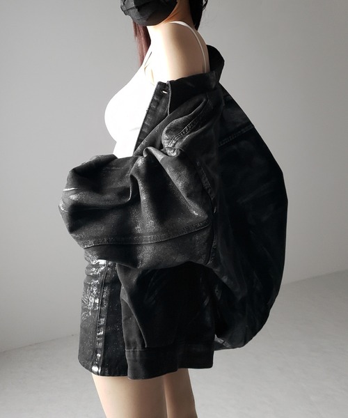 me+em select(ミームセレクト)の「【 インパン裏地付 】箔プリントブラックデニムミニスカート / haku print black denim mini skirt(デニムスカート・レディース・ブラック・SMALL/MEDIUM)」の16枚目の写真