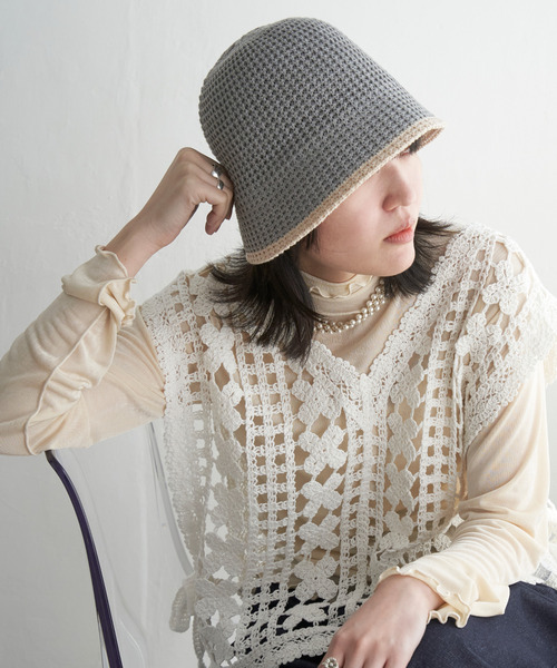 VENCEEXCHANGE（ヴァンスエクスチェンジ）の「トリミングニットサーモハット（ハット・レディース・ブラウン/マスタード/ベージュ/グレー/ブラック・FREE）」の10枚目の写真