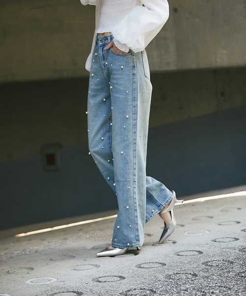 shëller パール装　デニムパンツ Sサイズ pearl denim pants – shéller / シェリエ