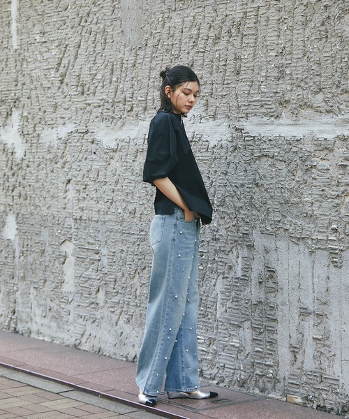 ANOTHER S（アナザーエス）の「パール付きデニムパンツ（デニム