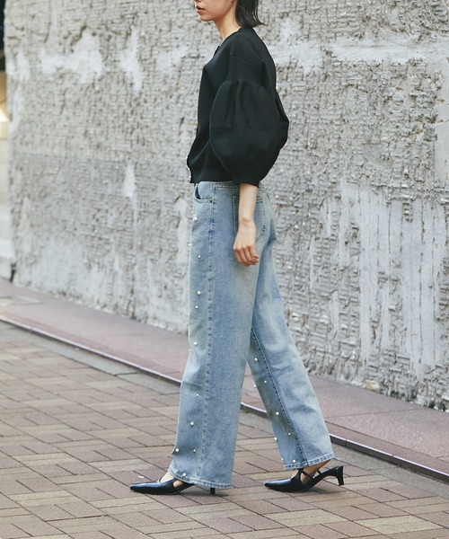 ANOTHER S（アナザーエス）の「パール付きデニムパンツ（デニムパンツ