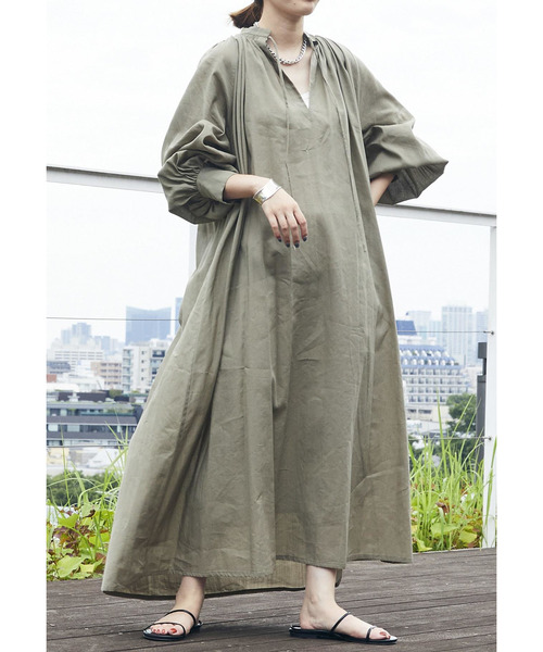 【美品】プルミエアロンディスモン ラミーコットンギャザーワンピース 1er Arrondissement（プルミエアロンディスモン）の「ラミー